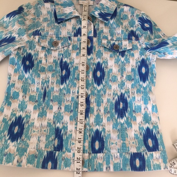 Chico’s Linen Cotton Sz 0 (= Sz S) Ikat Jacket - Picture 6 of 8